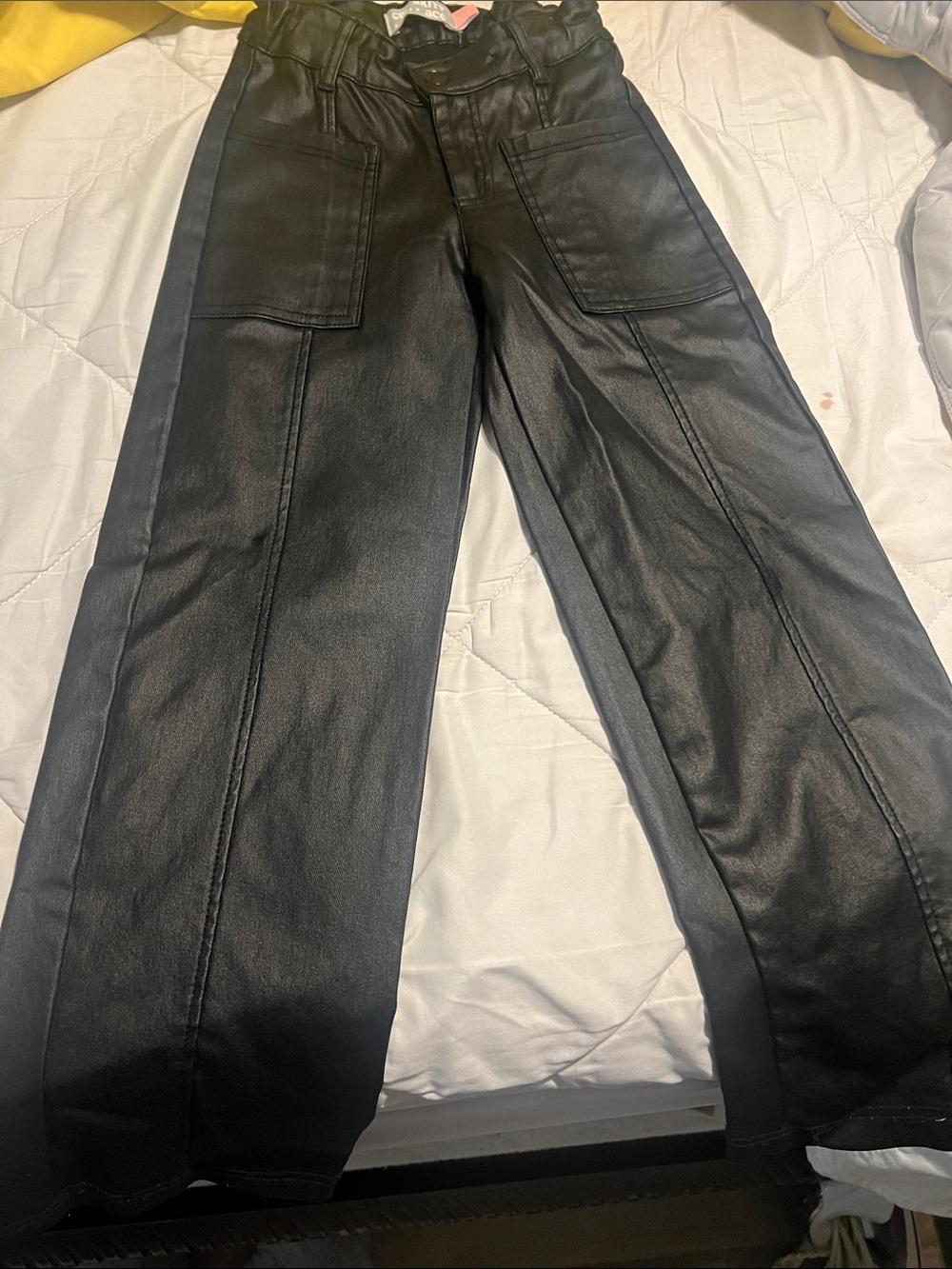 Celebrity Pink Black Faux Leather Cargo Pants